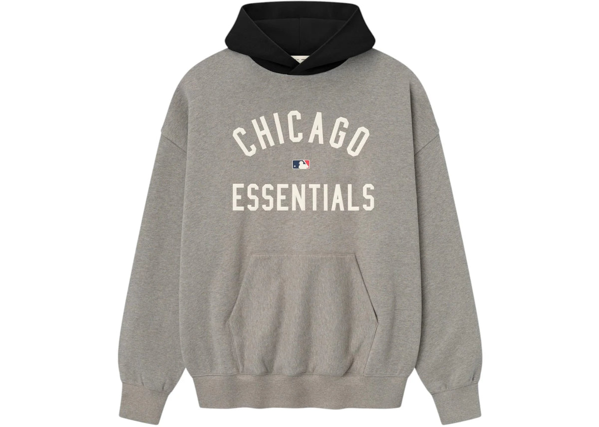Fear of God Essentials White Sox Sport Hoodie Concrete Heather/Black - vue 360