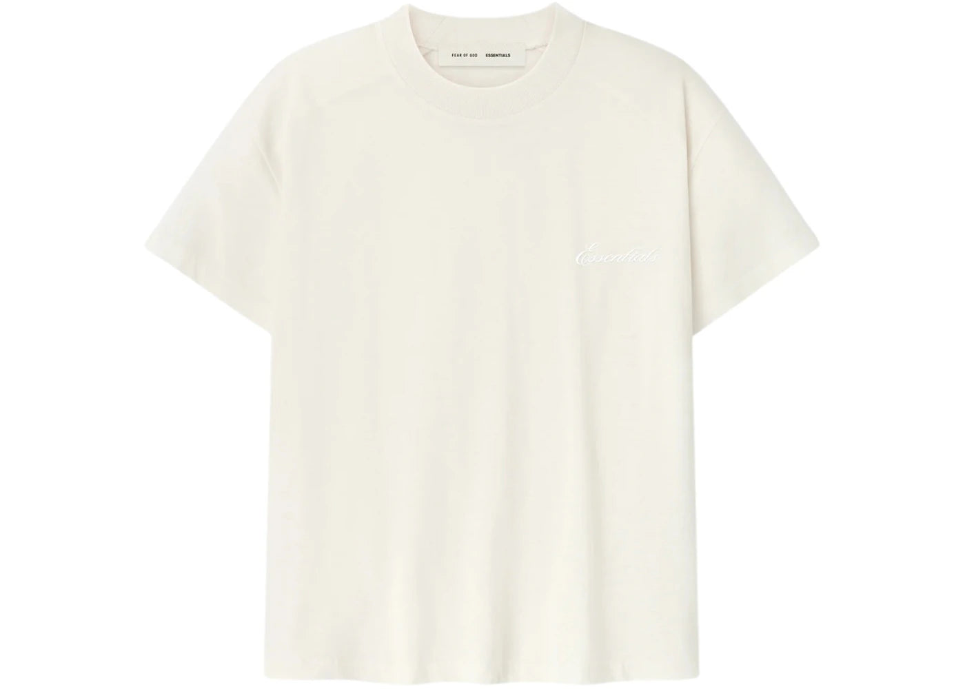 Fear of God Essentials Womens Embroidered Classic Fit Tee Ivory - vue secondaire A