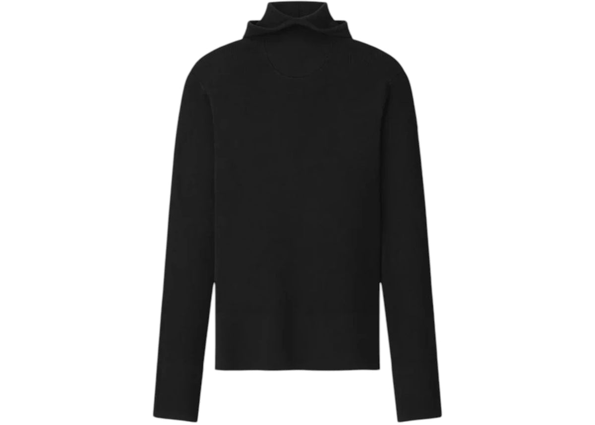Fear of God Essentials Women's Long Sleeve Hooded Rib Top Vintage Black - vue secondaire B
