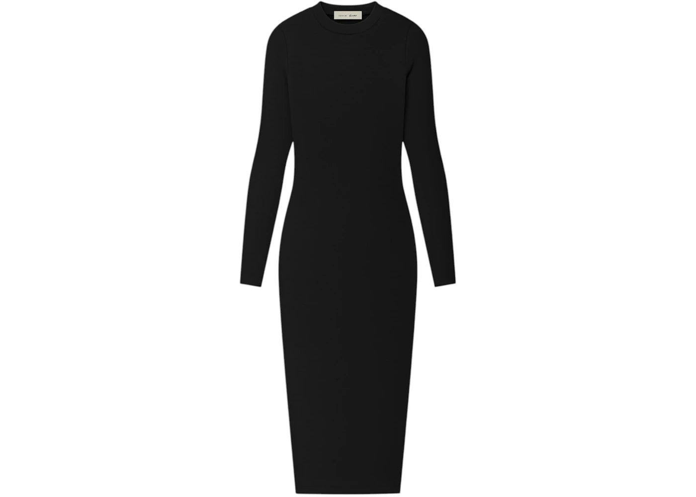 Fear of God Essentials Womens Rib Knit Fitted Long Sleeve Dress Vintage Black - vue secondaire A