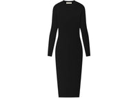 Fear of God Essentials Womens Rib Knit Fitted Long Sleeve Dress Vintage Black