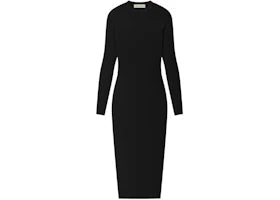 Fear of God Essentials Womens Rib Knit Fitted Long Sleeve Dress Vintage Black - vue 360