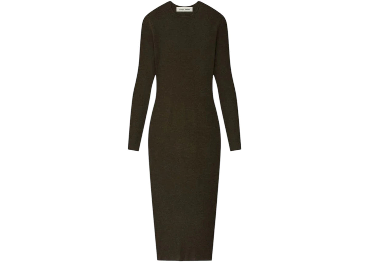 Fear of God Essentials Womens Rib Long Sleeve Dress Brown - vue secondaire A