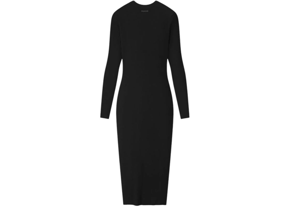 Fear of God Essentials Womens Rib Long Sleeve Dress Vintage Black - vue secondaire B