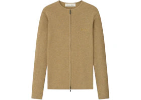 Fear of God Essentials Womens Signature Rib Knit Fitted Long Sleeve Zip Up Tee Dune