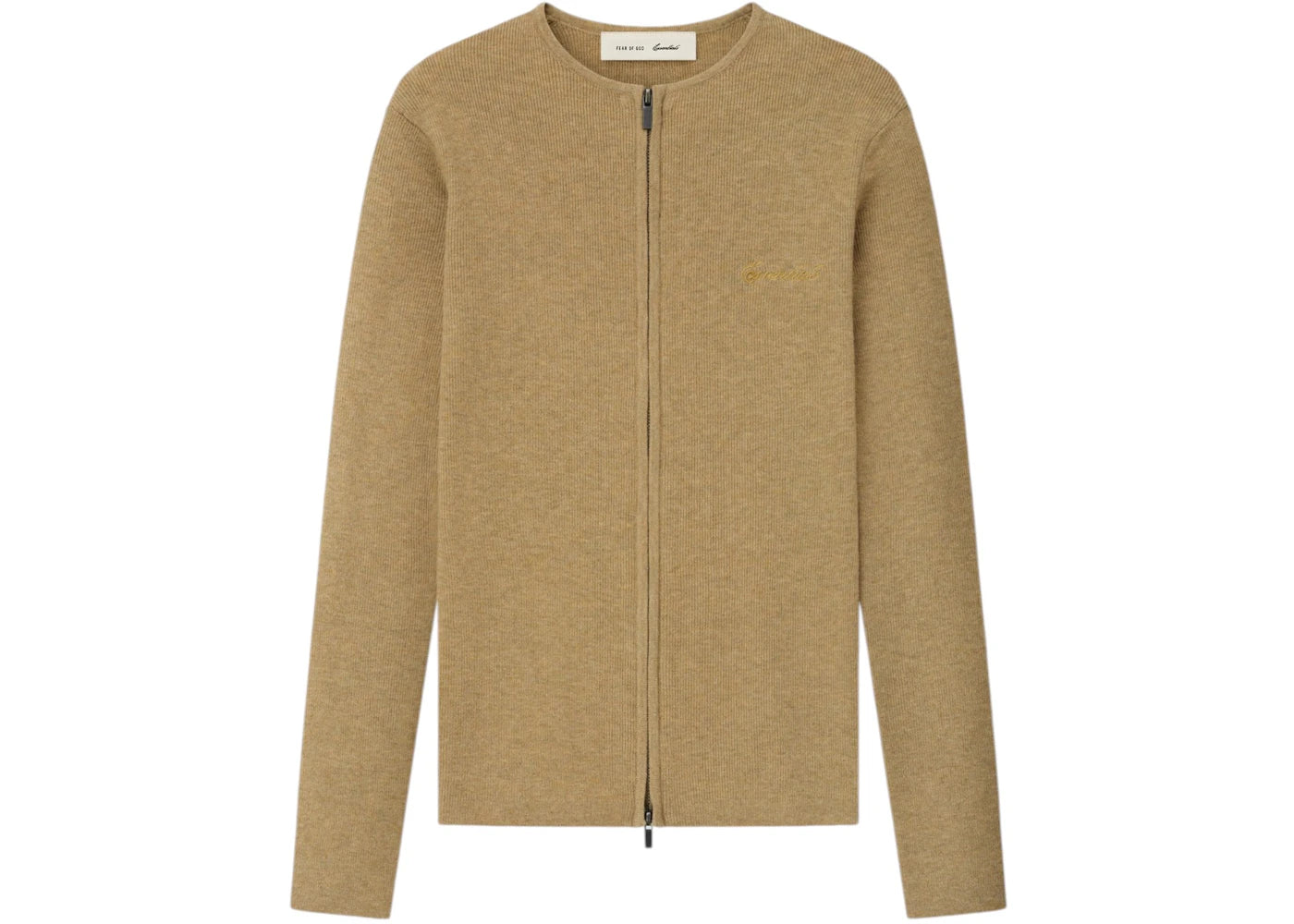 Fear of God Essentials Womens Signature Rib Knit Fitted Long Sleeve Zip Up Tee Dune - vue secondaire A