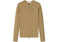 Fear of God Essentials Womens Signature Rib Knit Fitted Long Sleeve Zip Up Tee Dune