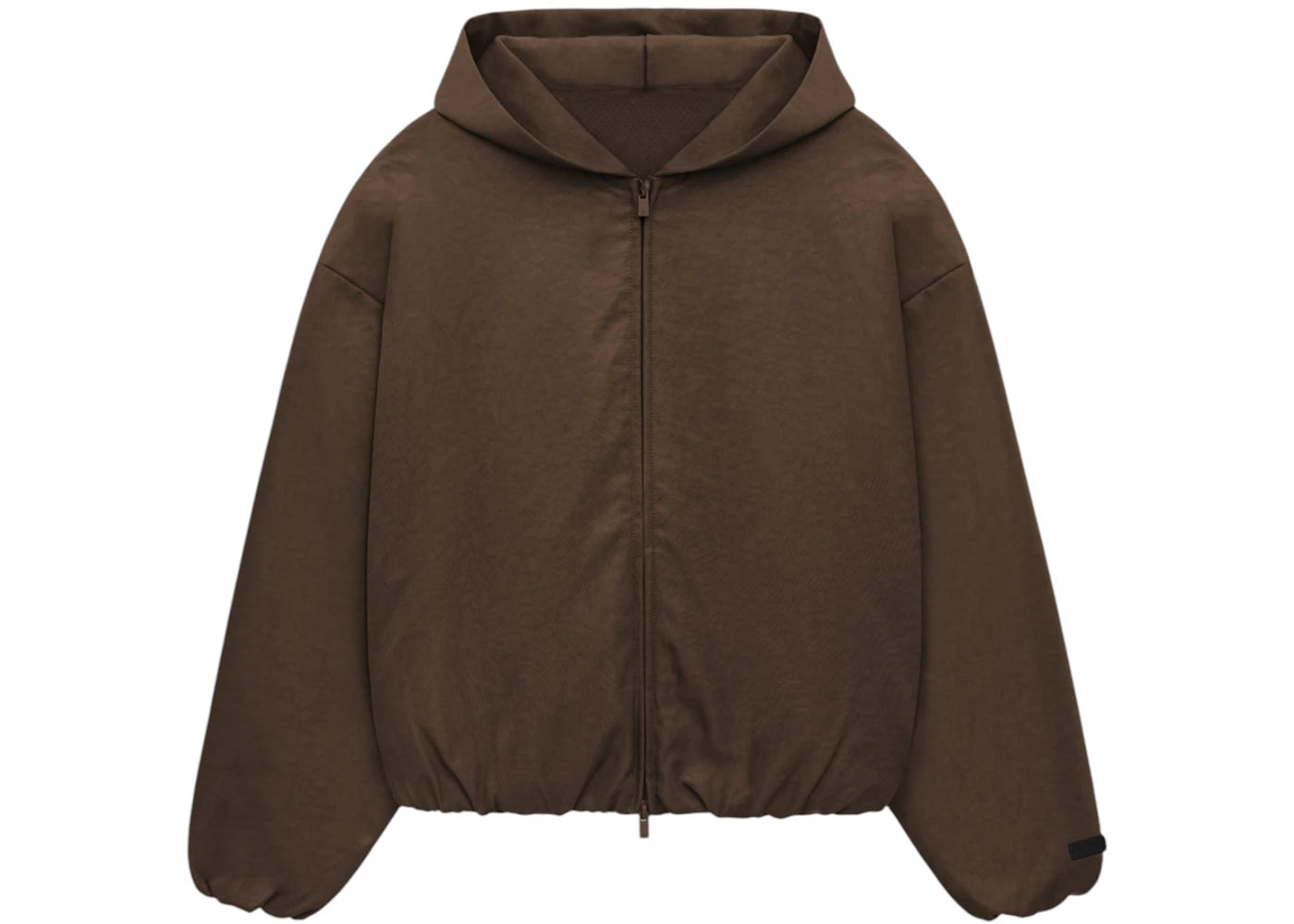 Fear of God Essentials Women's Textured Nylon Hooded Bomber Brown - vue secondaire B