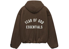 Fear of God Essentials Women's Textured Nylon Hooded Bomber Brown