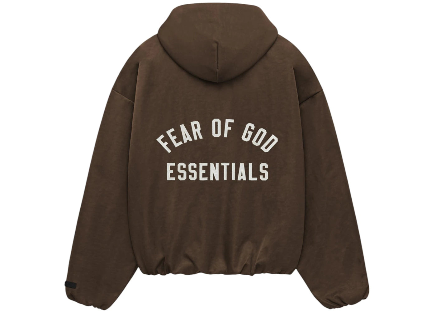 Fear of God Essentials Women's Textured Nylon Hooded Bomber Brown - vue secondaire A