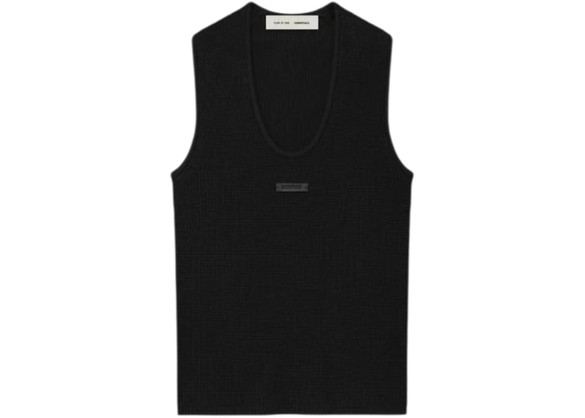 Fear of God Essentials Womens Waffle Tank Vintage Black - vue 360