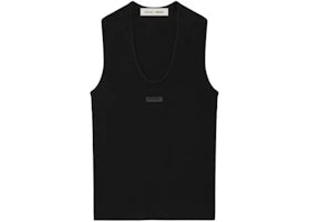 Fear of God Essentials Womens Waffle Tank Vintage Black - vue 360