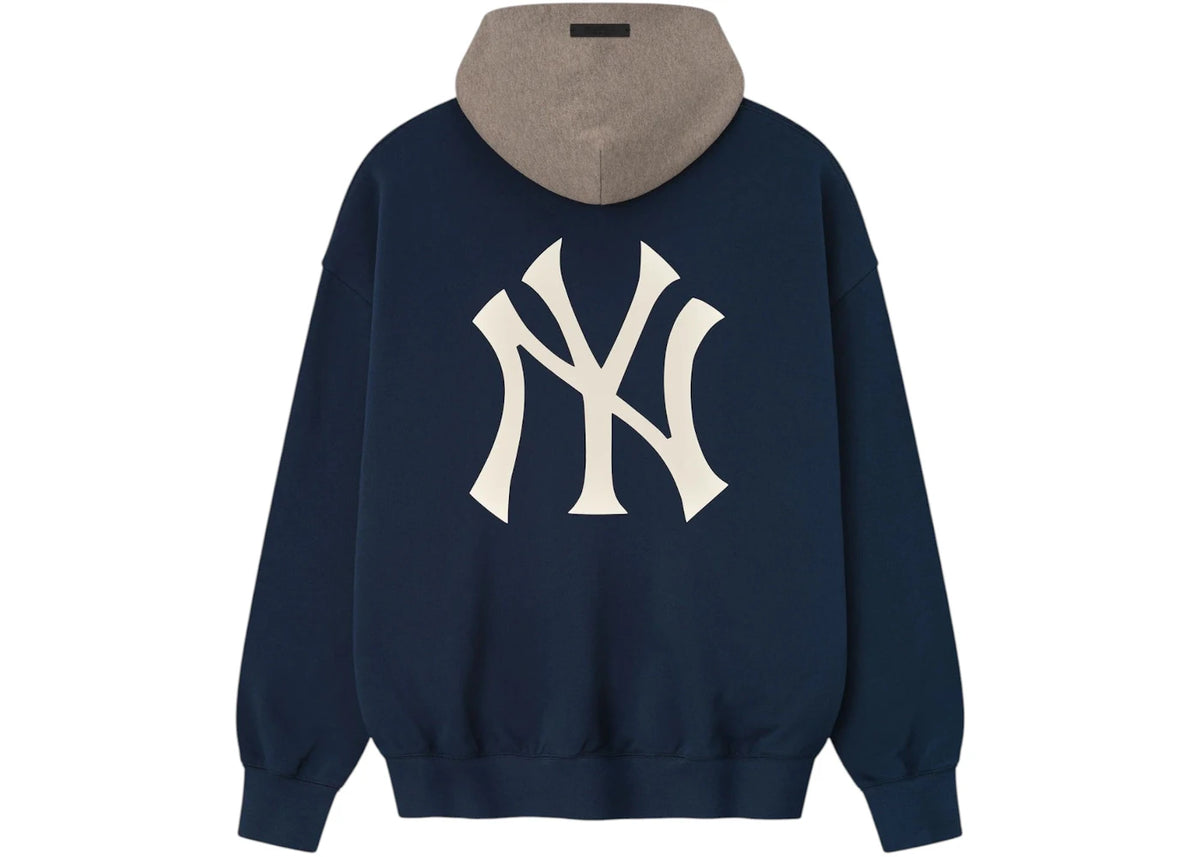 Fear of God Essentials Yankees Sport Hoodie Midnight Navy/Homstead Heather - vue secondaire B