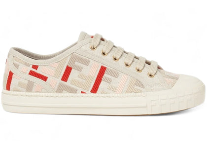 Fendi Domino Beige Cotton FF Embroidery (Women's) - sneakers view 2