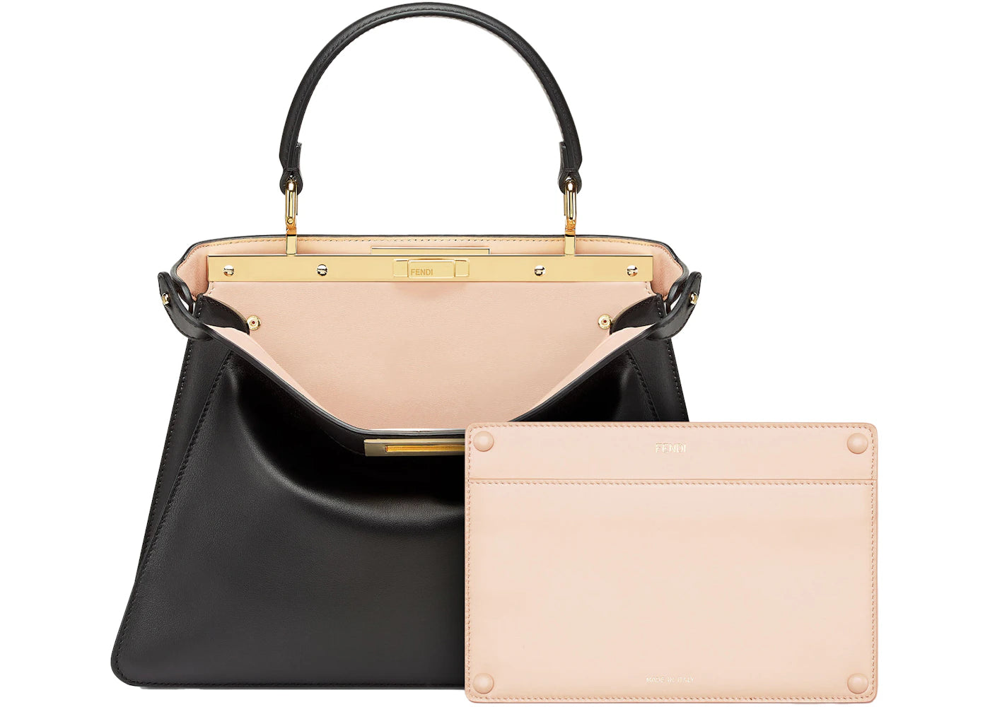Fendi by Marc Jacobs Peekaboo ISeeU Medium Rose Black Leather Bag - vue 360