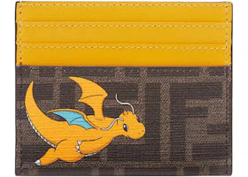 Fendi x FRGMT x Pokemon FF Fabric Card Holder Card Case Brown/Yellow - vue 360