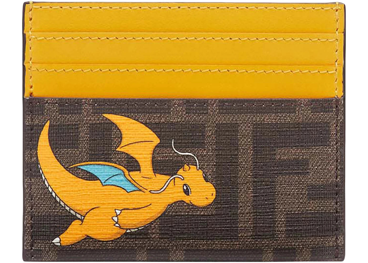 Fendi x FRGMT x Pokemon FF Fabric Card Holder Card Case Brown/Yellow - vue secondaire A