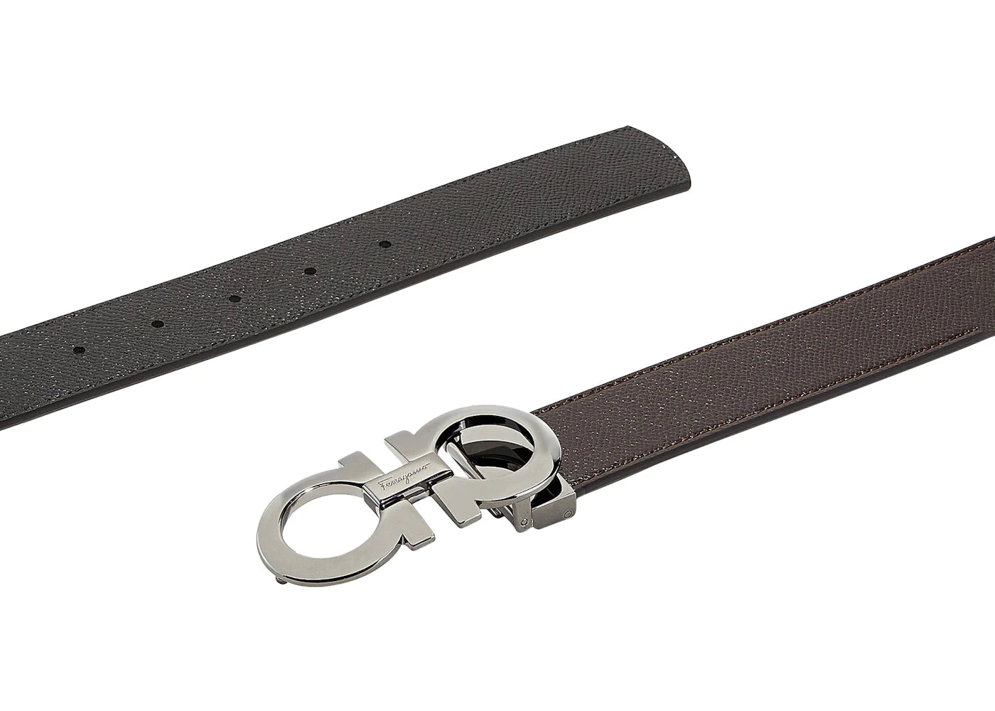 Ferragamo Reversible And Adjustable Gancini Belt Black/Testa di Moro - vue secondaire B