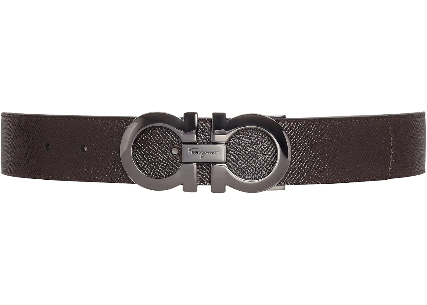 Ferragamo Reversible And Adjustable Gancini Belt Black/Testa di Moro - vue secondaire A
