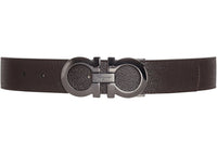 Ferragamo Reversible And Adjustable Gancini Belt Black/Testa di Moro