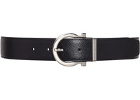 Ferragamo Reversible And Adjustable Gancini Belt Stamped Black/Hickory