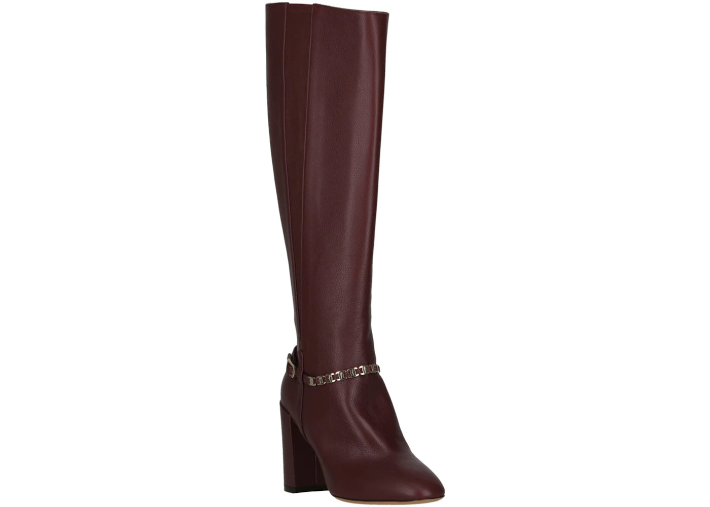 Ferragamo Triba Leather Knee High Boots Burgundy (Women's) - vue secondaire B