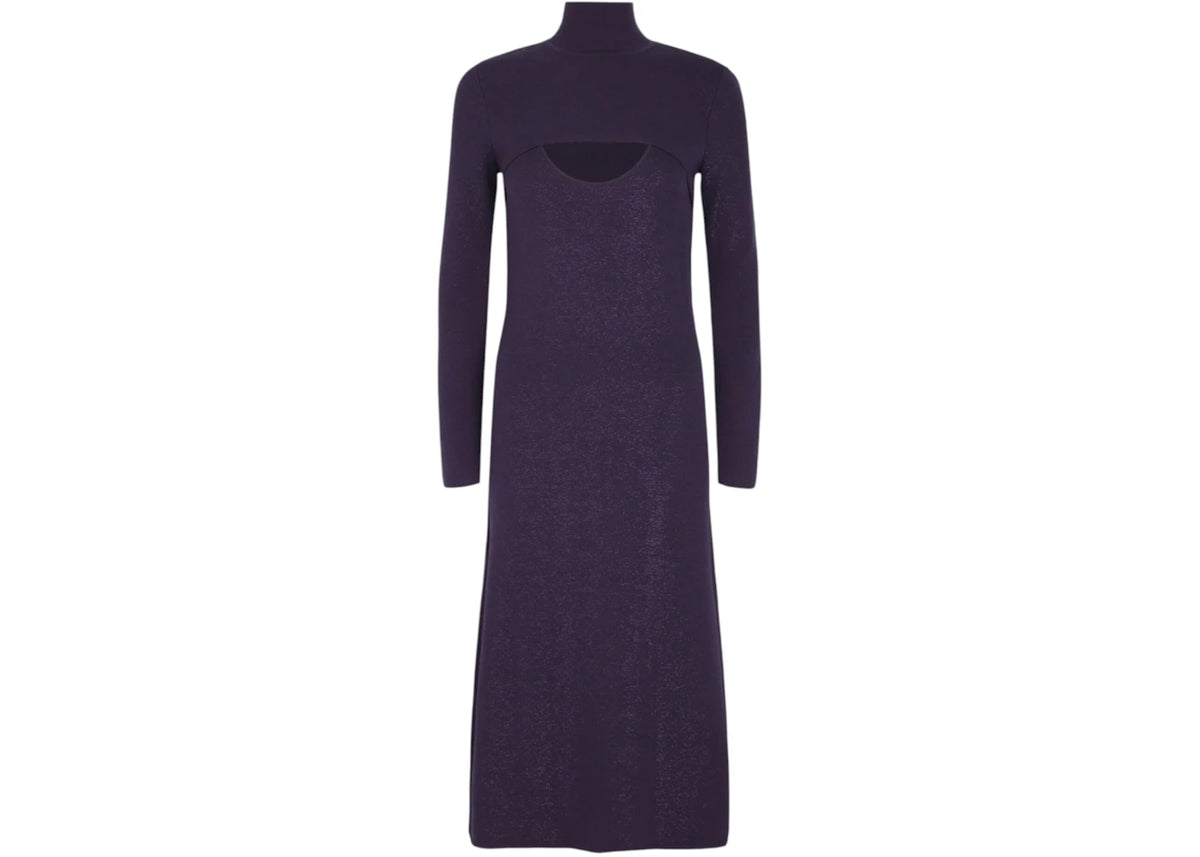 Ferragamo Women's Lamé Wool Blend Dress Purple - vue 360