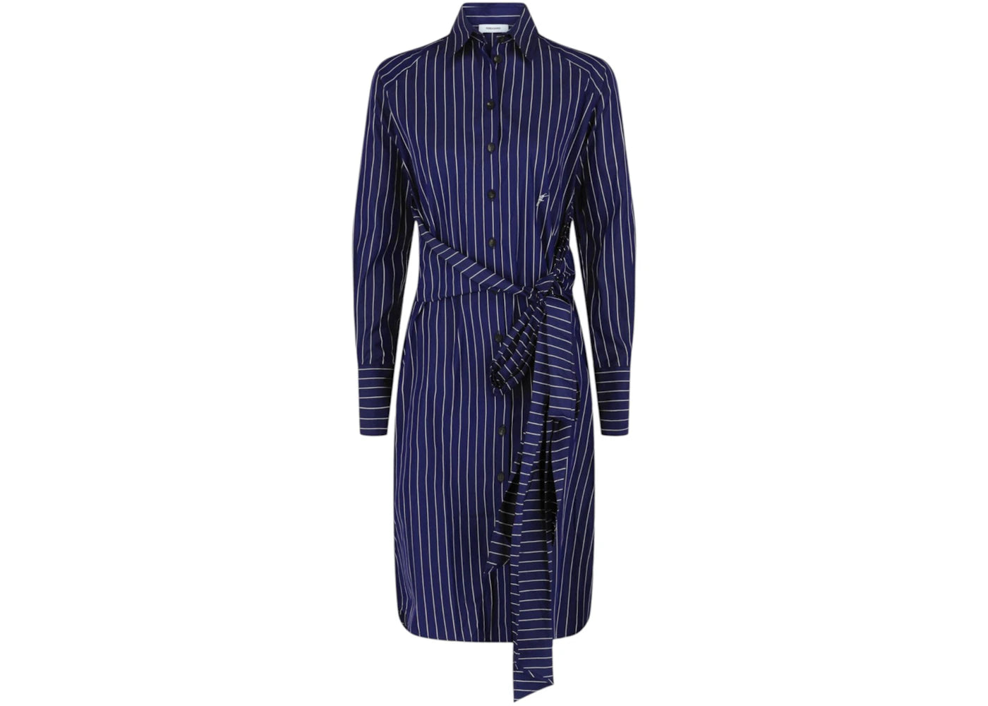 Ferragamo Women's Pinstriped Shirt Dress Navy Blue - vue secondaire A