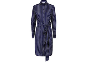 Ferragamo Women's Pinstriped Shirt Dress Navy Blue - vue 360