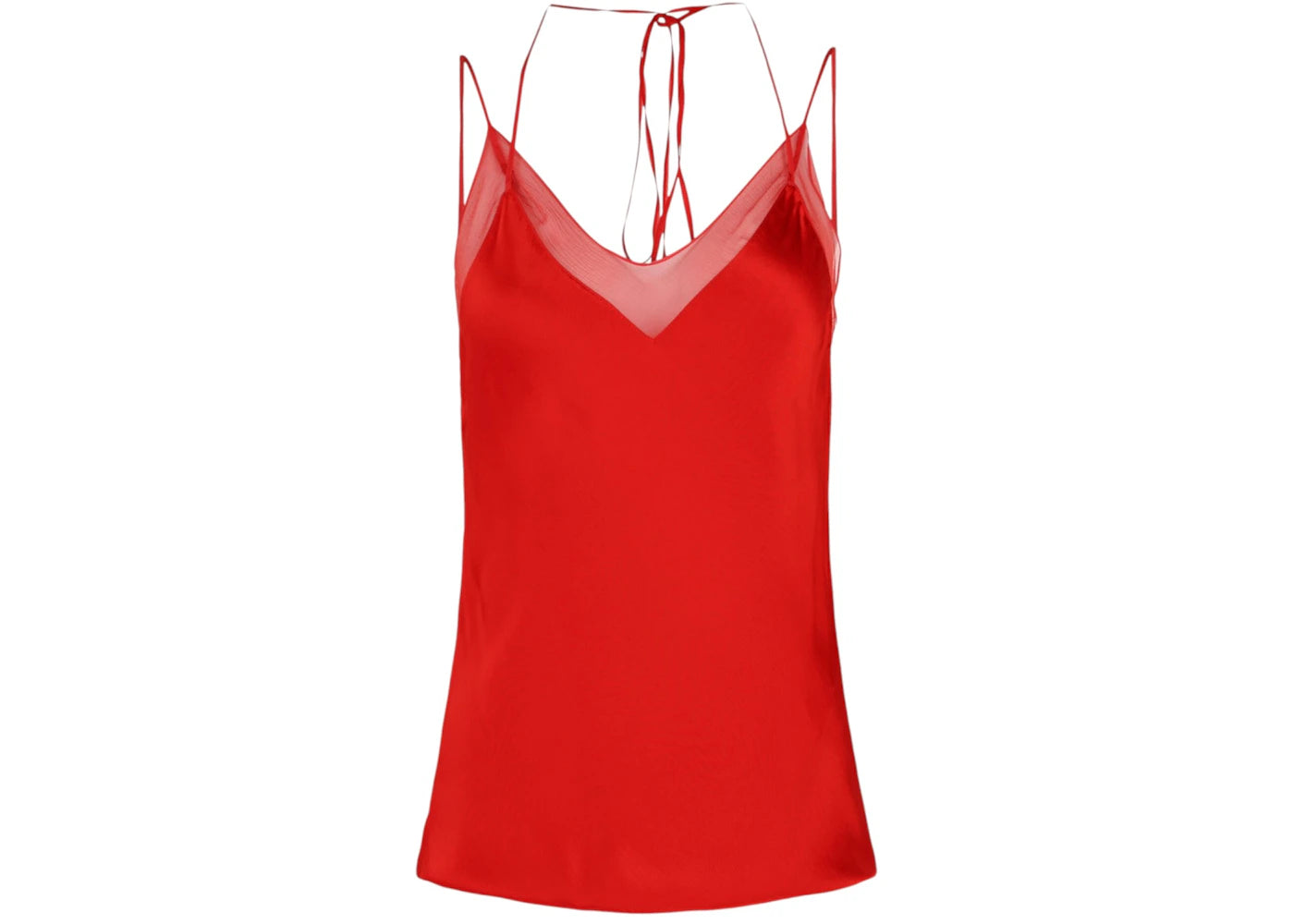 Ferragamo Women's Satin V-Neck Camisole Red - vue secondaire A