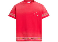 Found Embroidered Flower Border Tee Red