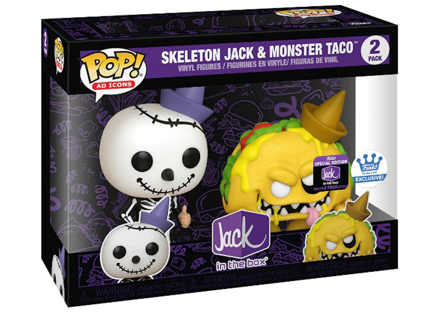 Funko Pop! Ad Icons Jack in the Box Skeleton Jack & Monster Taco Jack in the Box Special Edition Funko Shop Exclusive 2-Pack - vue secondaire A