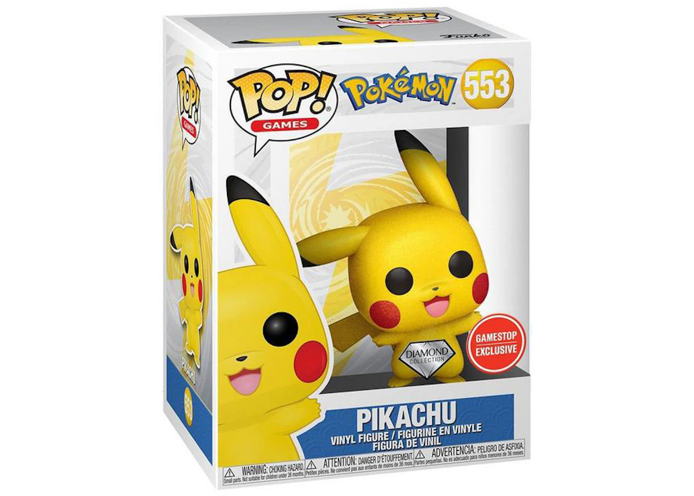 Funko Pop! Games Pokemon Pikachu Waving Diamond Collection GameStop Exclusive Figure #553 - vue secondaire A