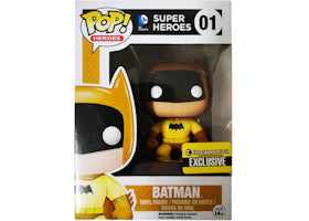 Funko Pop! Heroes DC Super Heroes Batman (Yellow) Entertainment Earth Exclusive Figure #01 - authentic Funko product