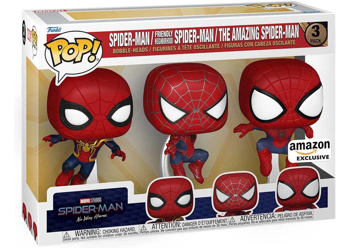Funko Pop! Marvel Studios Spider-Man No Way Home Amazon Exclusive 3-Pack - vue secondaire A
