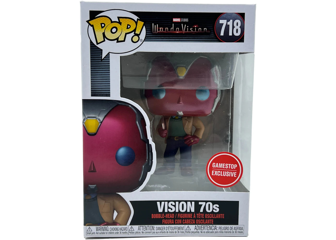 Funko Pop! Marvel WandaVision 70s Vision GameStop Exclusive Figure #718 - vue secondaire B