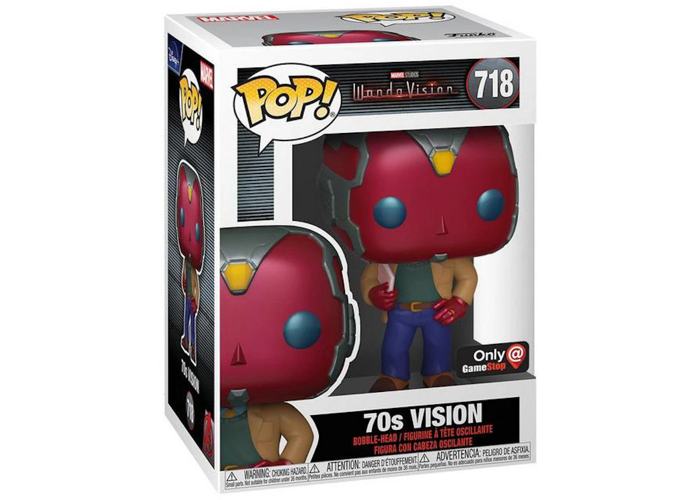 Funko Pop! Marvel WandaVision 70s Vision GameStop Exclusive Figure #718 - vue secondaire A