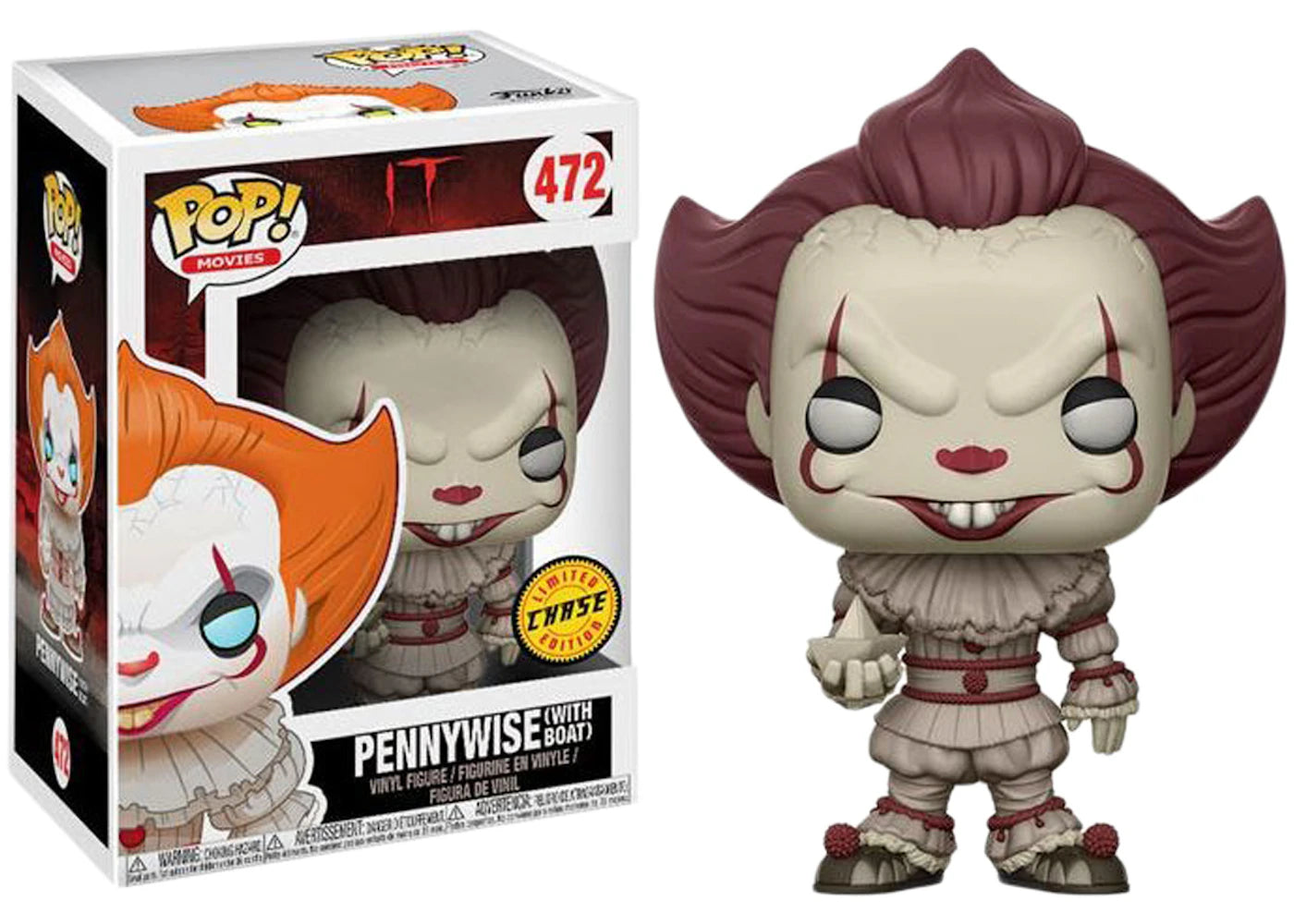 Funko Pop! Movies IT Movie Pennywise (with Boat) Sepia Colored (Chase) Figure #472 - vue 360