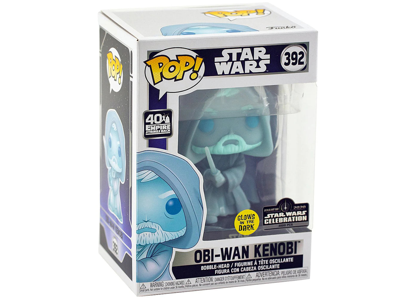 Funko Pop! Star Wars Obi-Wan Kenobi GITD 2020 Star Wars Celebration Exclusive Figure #392 - vue secondaire A