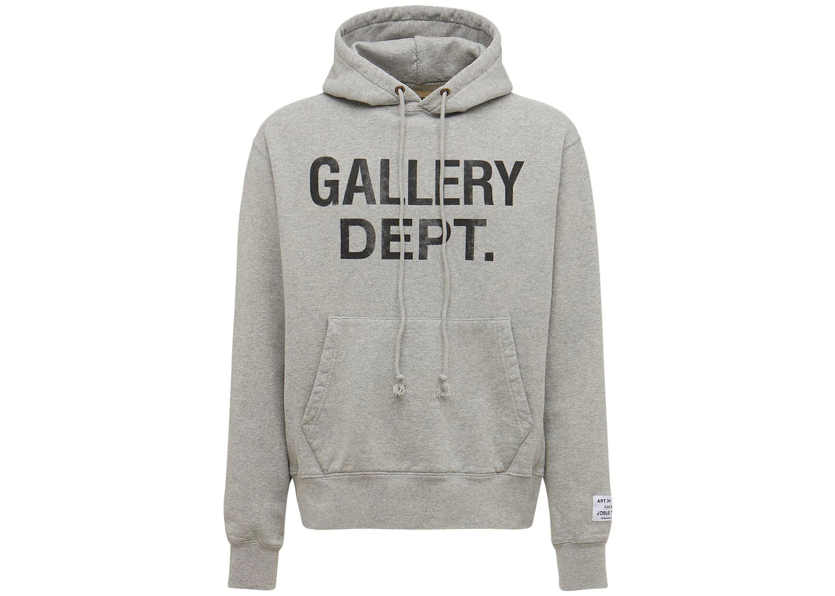 Gallery Dept. Center Logo Hoodie Heather Grey/Black - vue 360