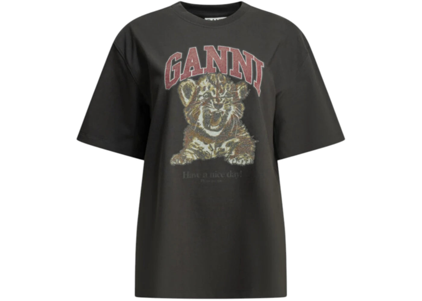 Ganni Baby Tiger Crewneck T-shirt Black - vue secondaire A