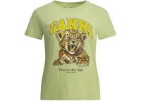 Ganni Baby Tiger Crewneck T-shirt Green