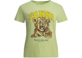 Ganni Baby Tiger Crewneck T-shirt Green