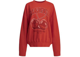 Ganni Cherries Crewneck Sweatshirt Red - vue 360