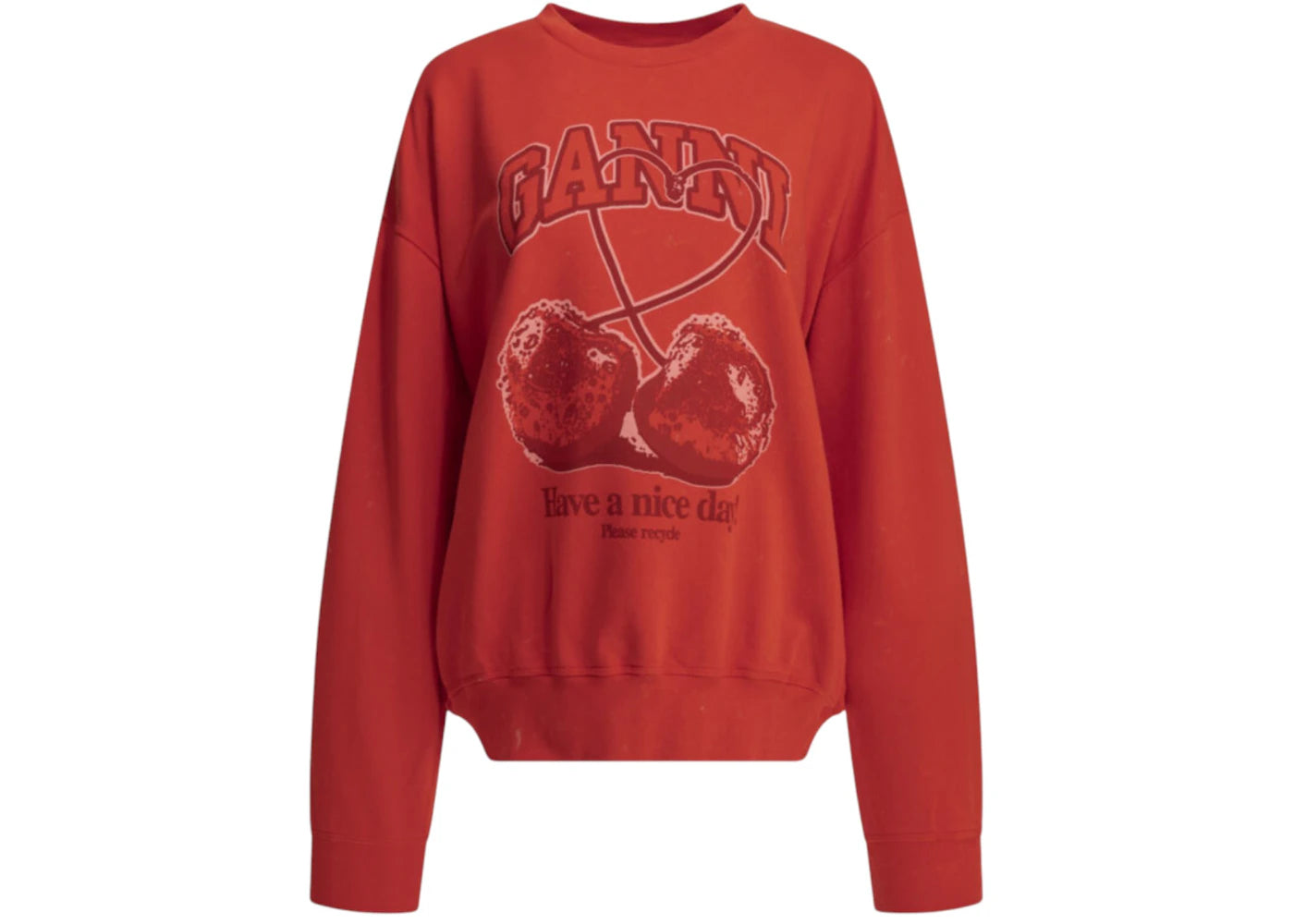 Ganni Cherries Crewneck Sweatshirt Red - vue secondaire A