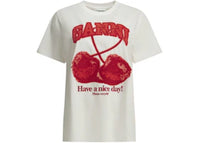 Ganni Cherries Crewneck T-shirt White