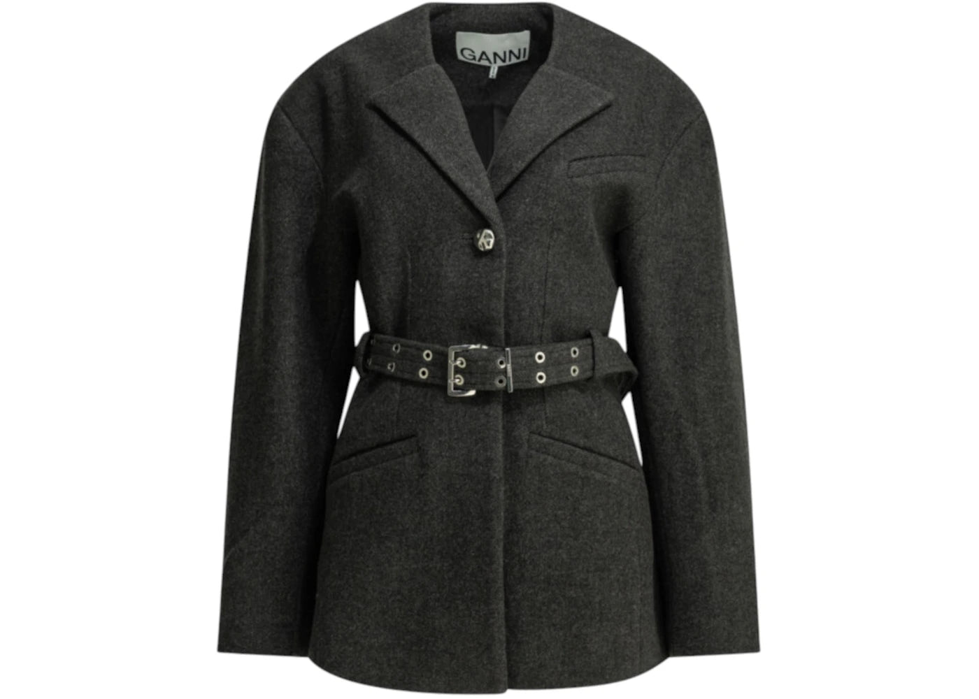 Ganni Lightweight Wool Jacket Black - vue secondaire A