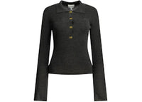 Ganni Logo Polo Sweater Grey
