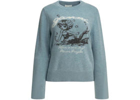 Ganni Mermaid Crewneck Sweater Light blue - vue 360