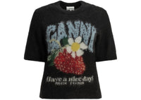 Ganni Strawberry Crewneck Sweater Black
